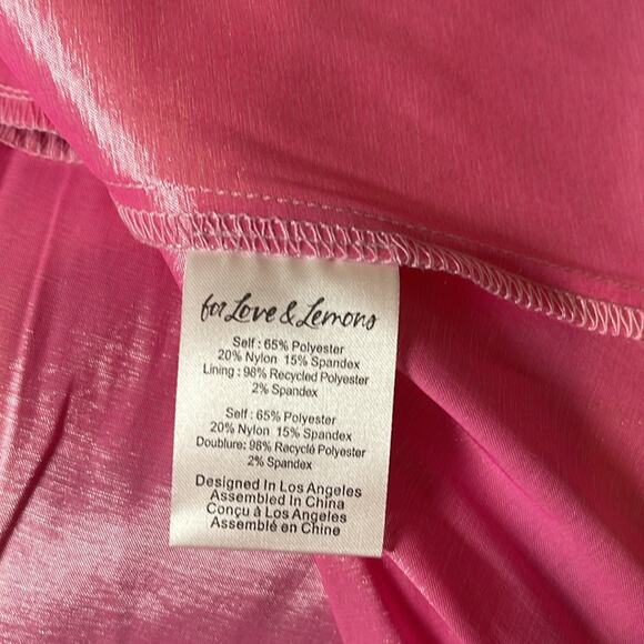 For Love & Lemons Lala Lace Up Heart Choker Ruffle Pink Mini Dress Size S - Picture 12 of 12